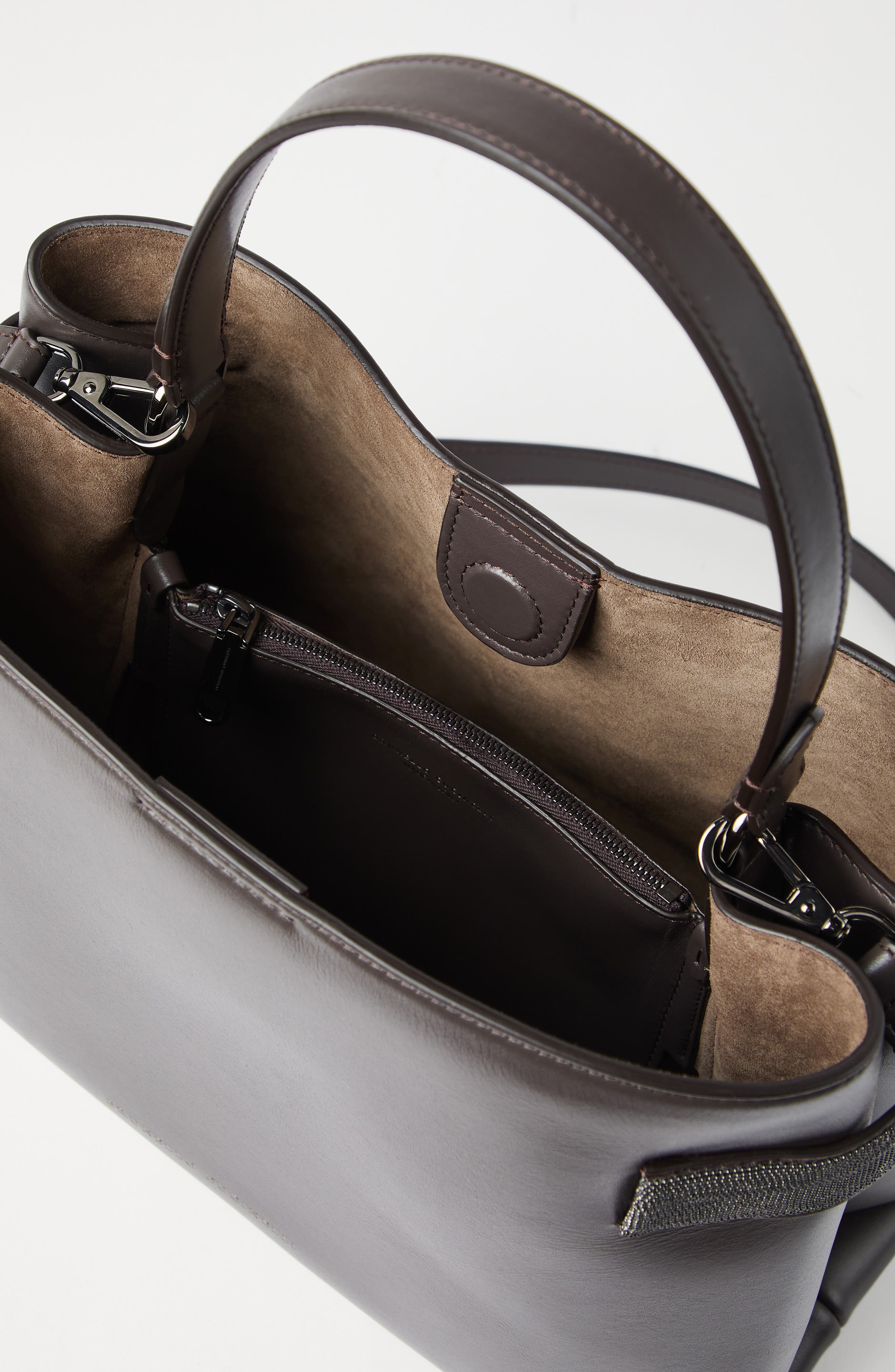 Brunello Cucinelli Top-Handle Essence bag, Alternate, color, Rust Brown