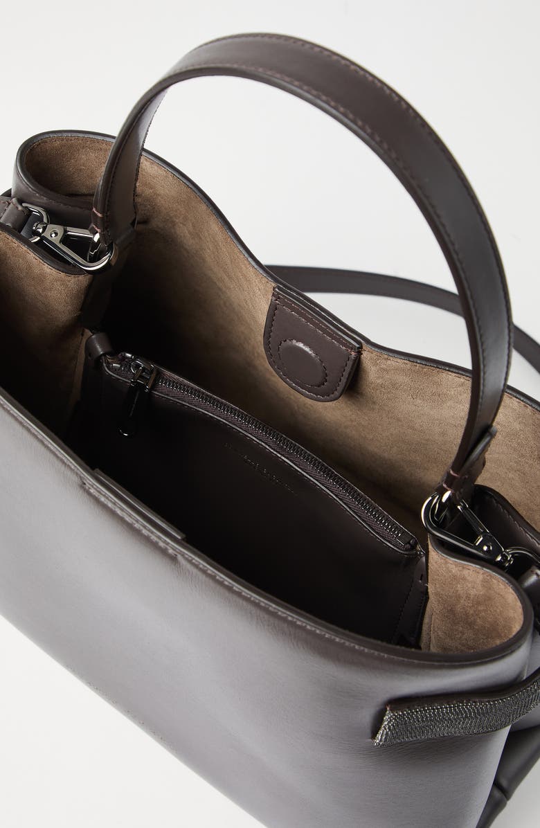 Brunello Cucinelli Top-Handle Essence bag, Alternate, color, Rust Brown
