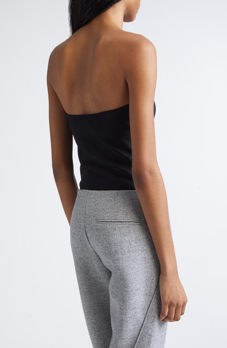 Courrèges Bustier Strapless Jersey & Mesh Bodysuit, Alternate, color, Black