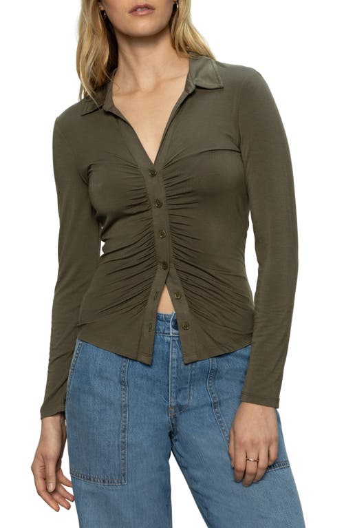 Sanctuary Easy Go Ruched Button-up Shirt In Kalamata