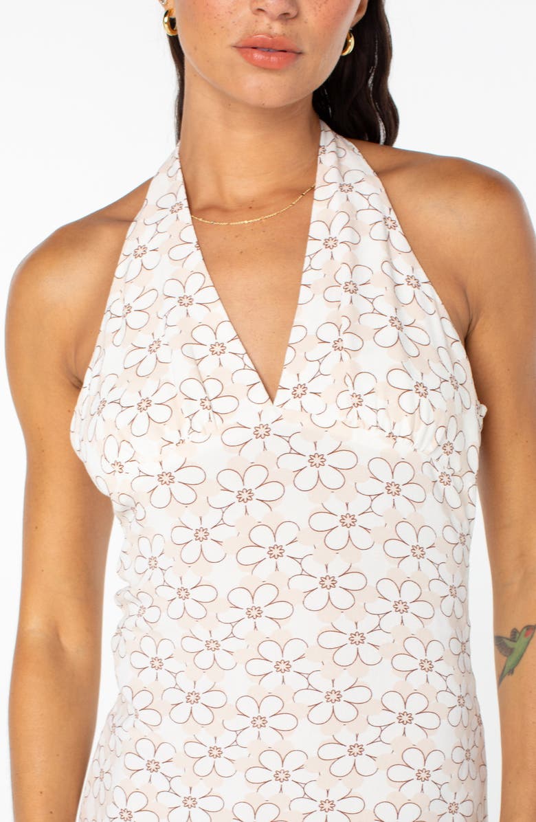 Roxy Ocean Boulevard Floral Halter Minidress, Alternate, color, Snow White Daisy Daze Print