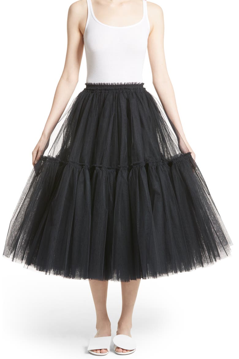Gathered Tulle Skirt (Nordstrom Exclusive), Main, color, BLACK