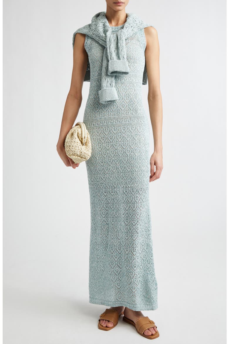 Linen Blend Sleeveless Dress, Alternate, color, JADE
