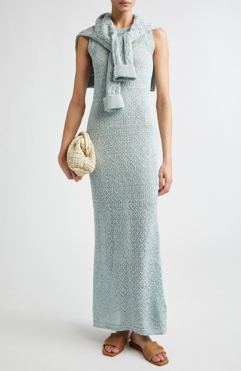 Eleventy Linen Blend Sleeveless Dress, Alternate, color, Jade