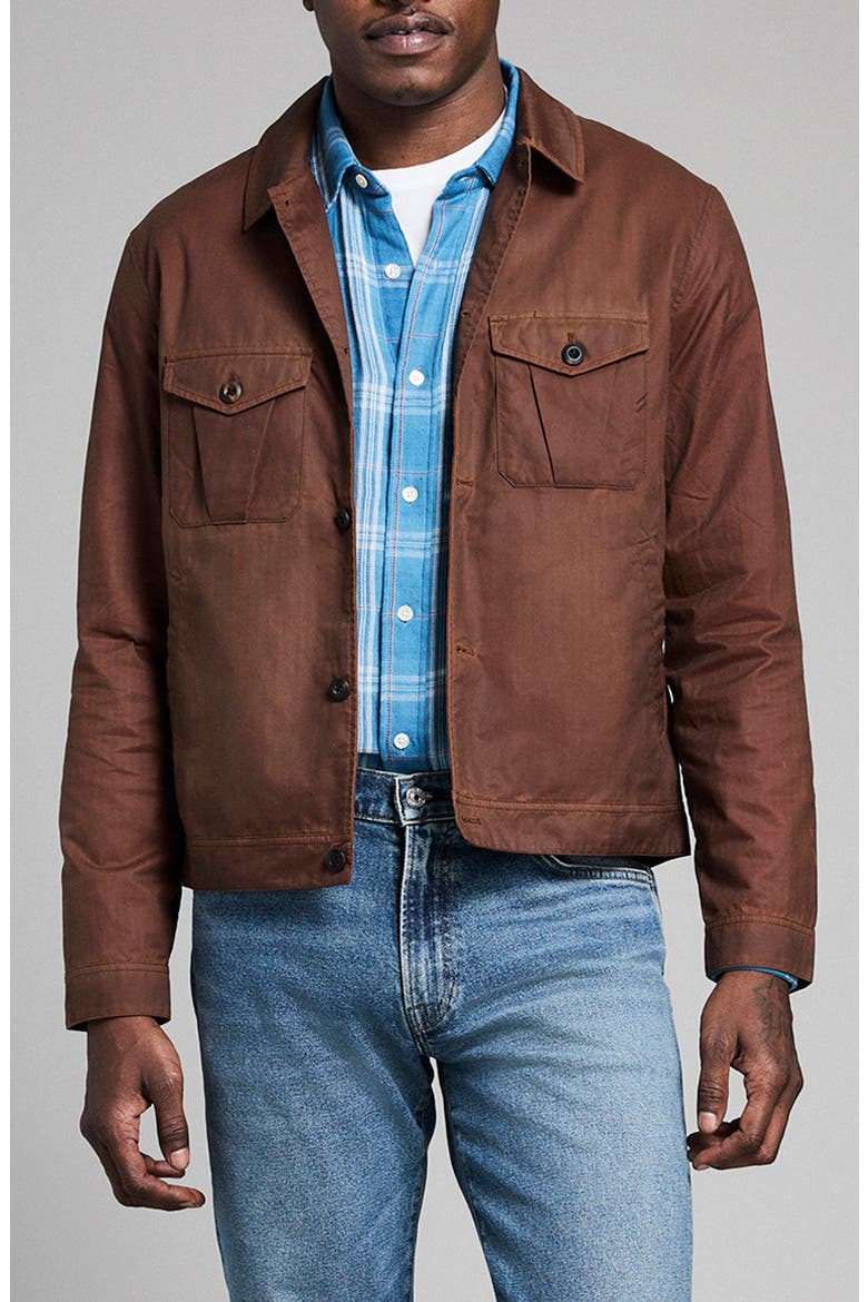 Waxed Herringbone Members Jacket, Main, color, BURNT UMBER
