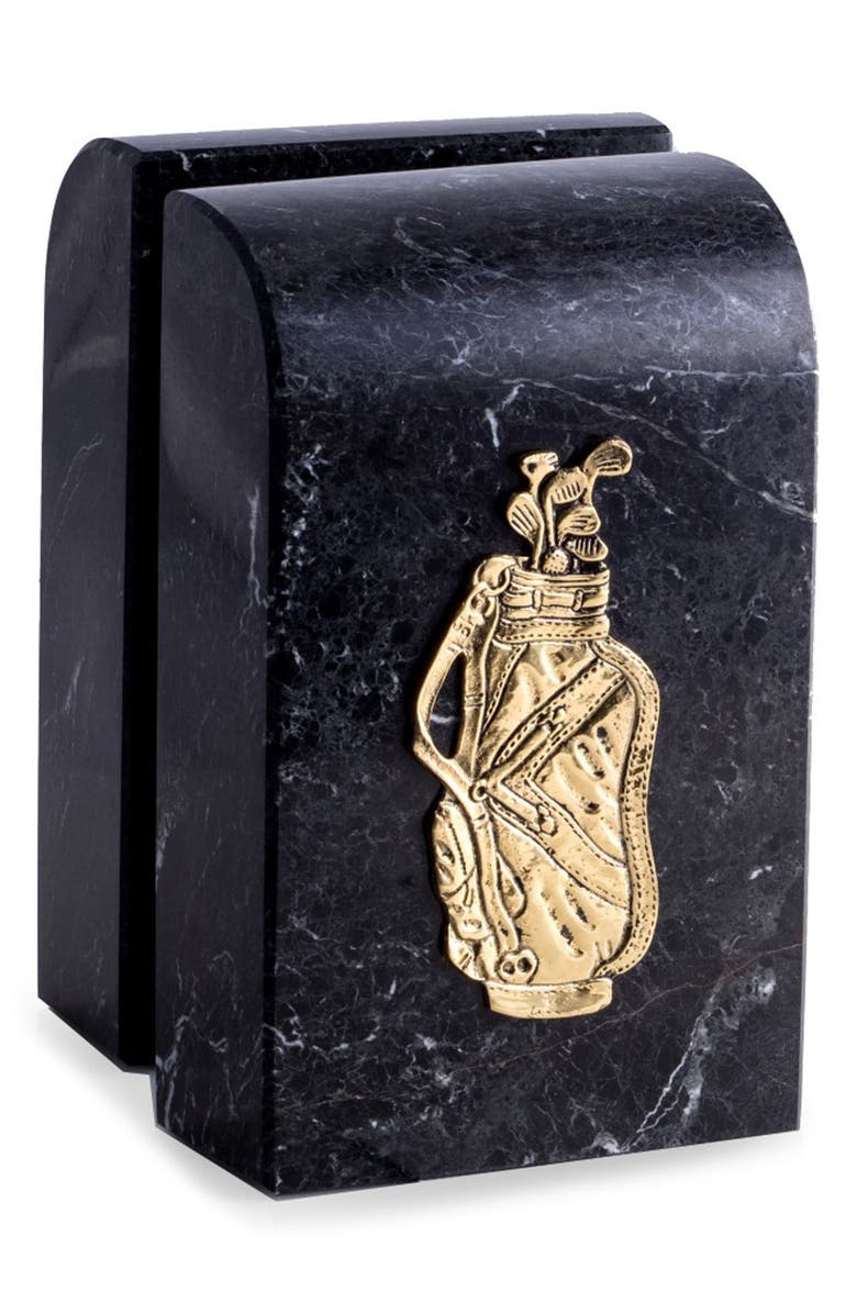Bey-Berk Marble Golf Bookends, Alternate, color, Black