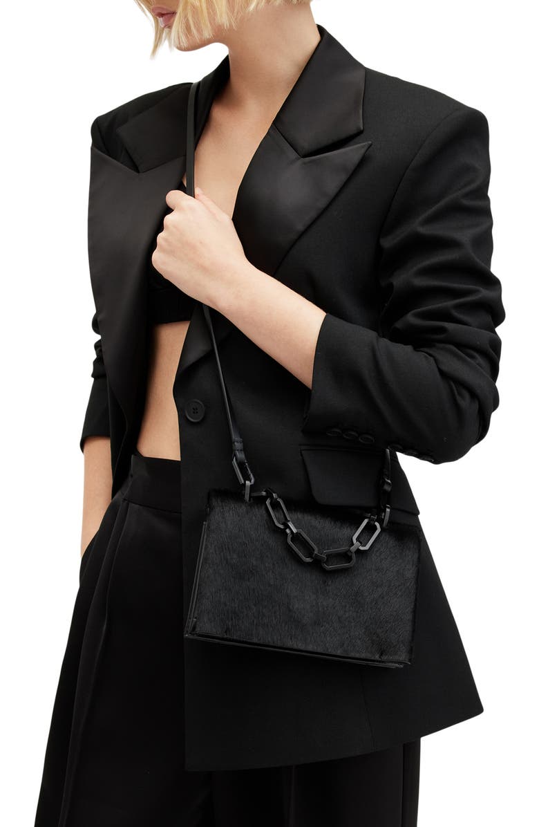 AllSaints Yua Luxe Genuine Calf Hair Clutch, Alternate, color,