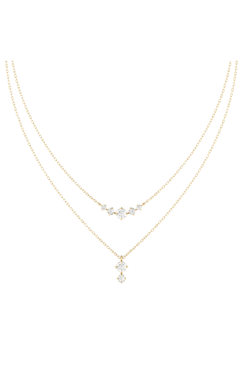 Starlight Layered Lab Diamond Necklace in 14K, Main, color, Yellow Gold