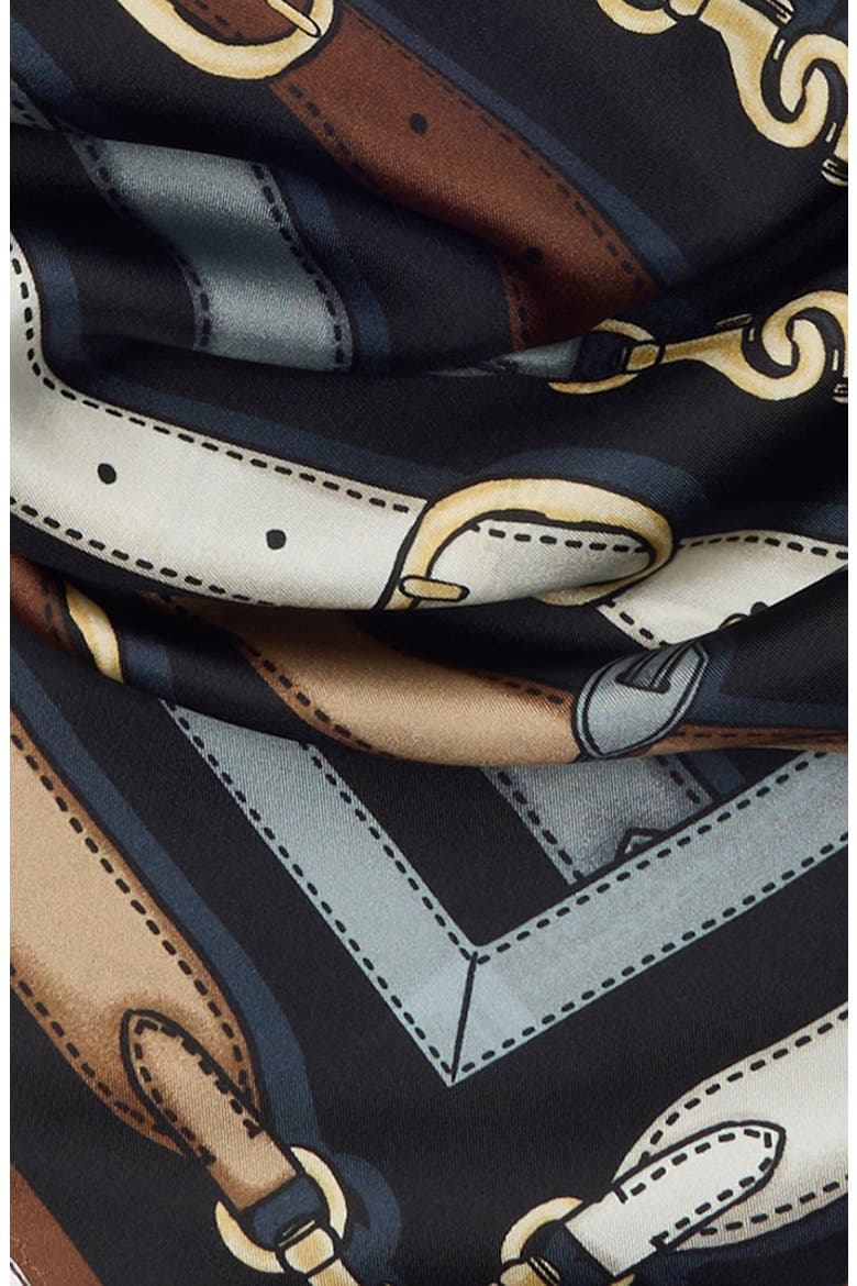 Multi Belt Print Silk Square Scarf, Alternate, color, BLACK MULTI