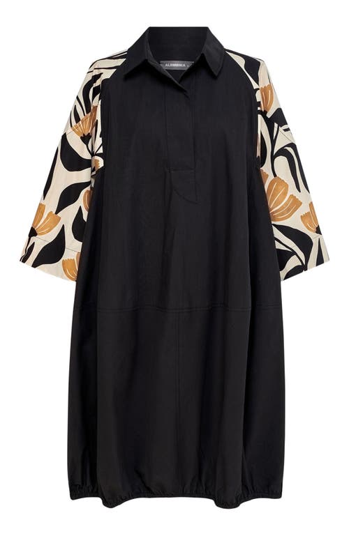 Alembika Tulip Poplin Oversized Shirt-dress In Black