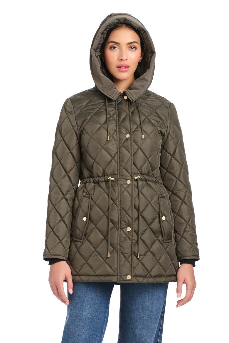 Water Resistant Hooded Quilted Jacket, Alternate, color, NEW DARK OLIVE