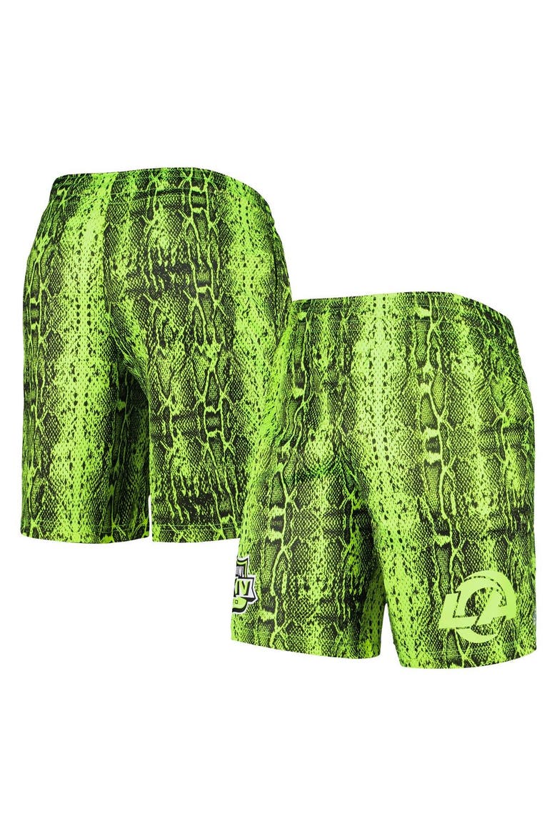 Men's New Era Neon Green Los Angeles Rams Summer Pop Shorts, Main, color, Neon Green