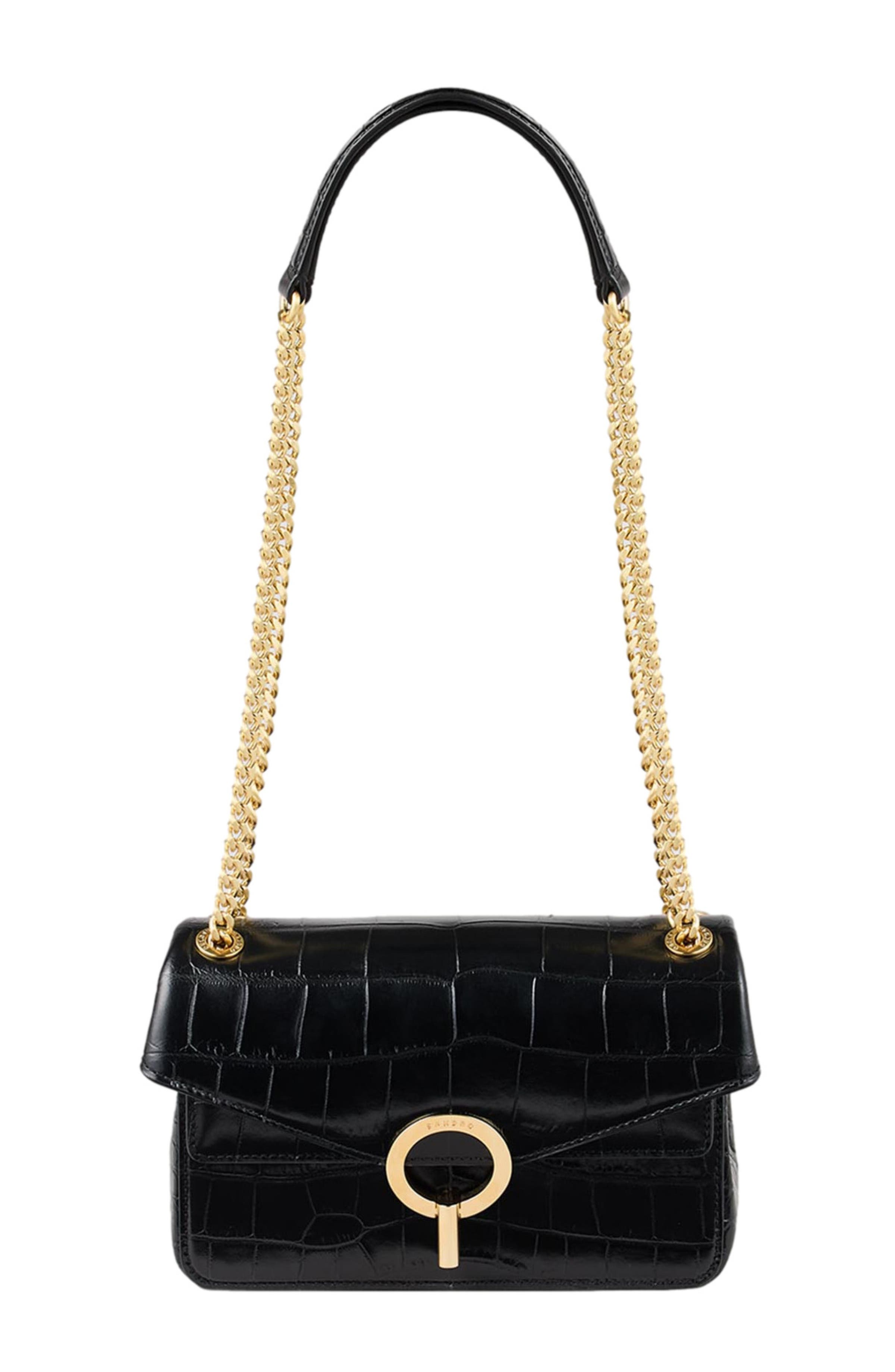 SANDRO Mock croc leather Yza bag, Alternate, color, 