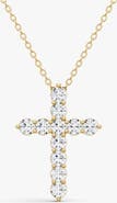 SEREIA OFFICIAL 14K Gold 5 ct Cross Pendant Necklace With Lab Diamonds