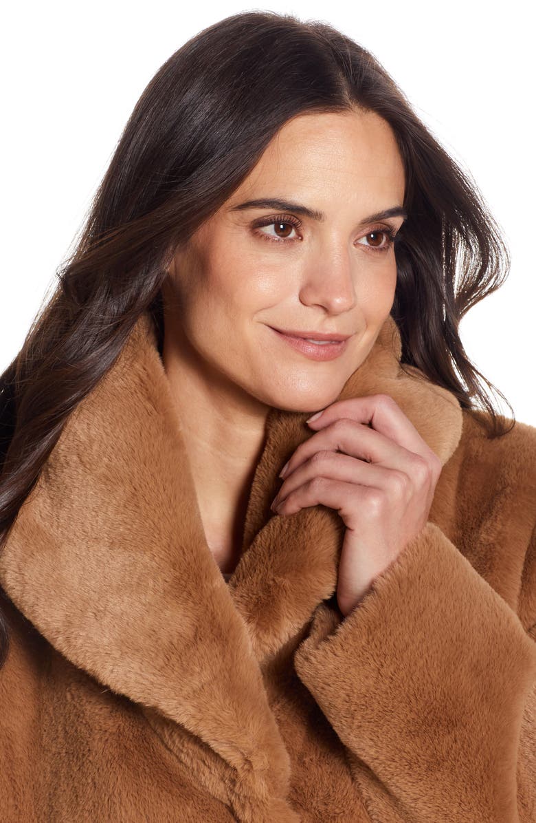 Gallery Faux Fur Coat, Alternate, color, Cognac