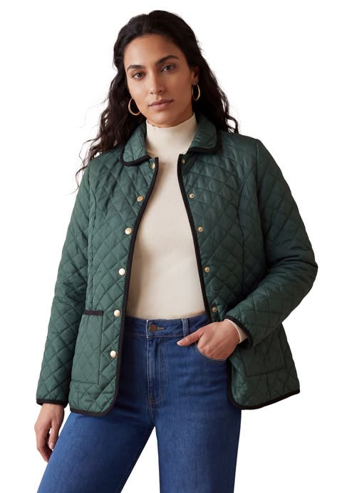 Snap-Front Quilted Coat (Plus)