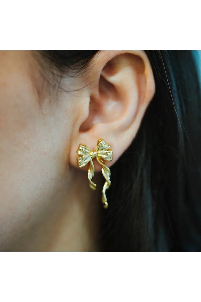 Coeur de Luxe Bow Earrings, Alternate, color, Gold