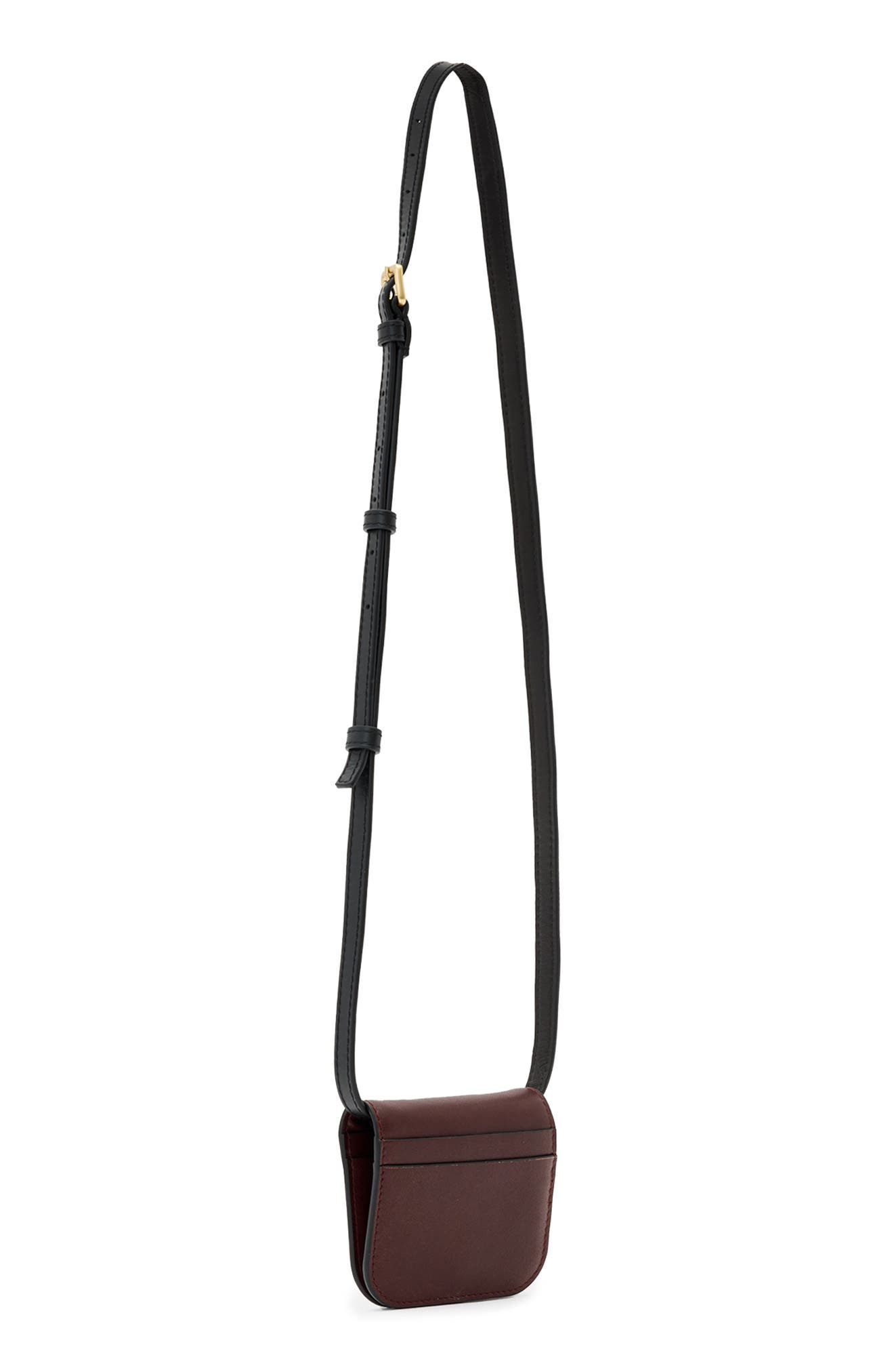 Small Maeve Leather Crossbody Card Holder, Alternate, color, DARK RED