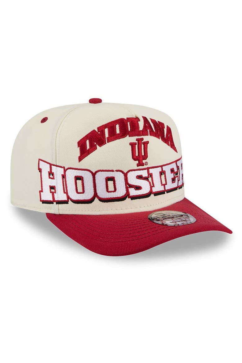 Men's New Era Cream/Crimson Indiana Hoosiers March Madness Historic Collection 9FIFTY A-Frame Snapback Hat, Alternate, color, Cream
