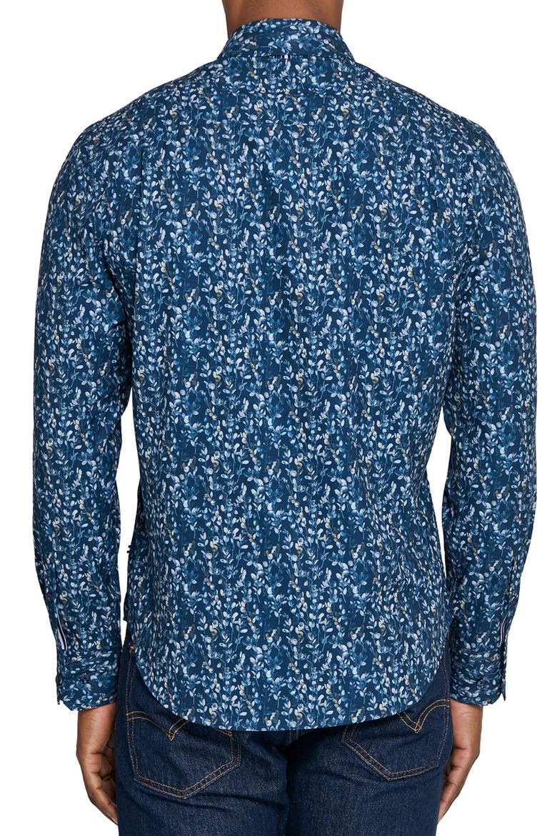 Stems Print Woven Long Sleeve Basic, Alternate, color, NAVY