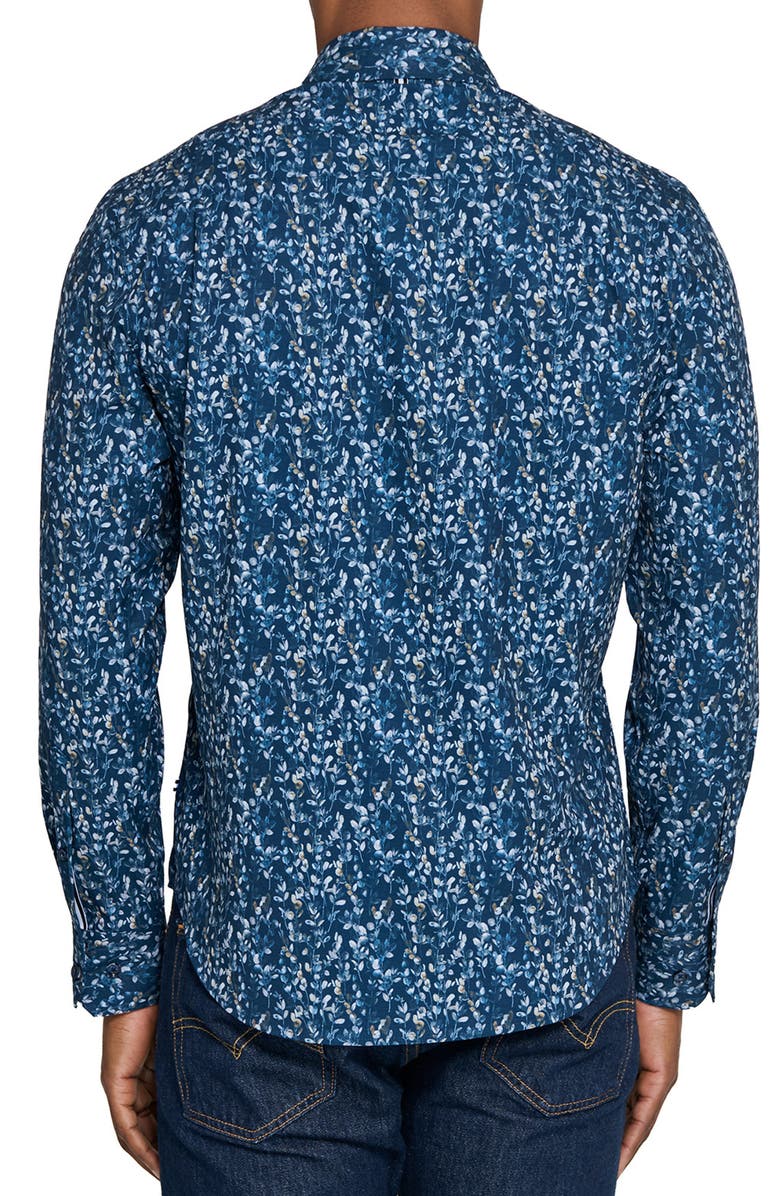 Brooklyn Brigade Stems Print Woven Long Sleeve Basic, Alternate, color, Navy