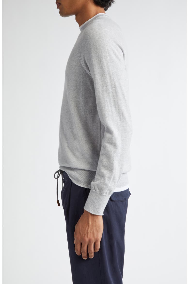 Raglan Sleeve Virgin Wool Sweater, Alternate, color, LIGHT GRAY AND IVORY
