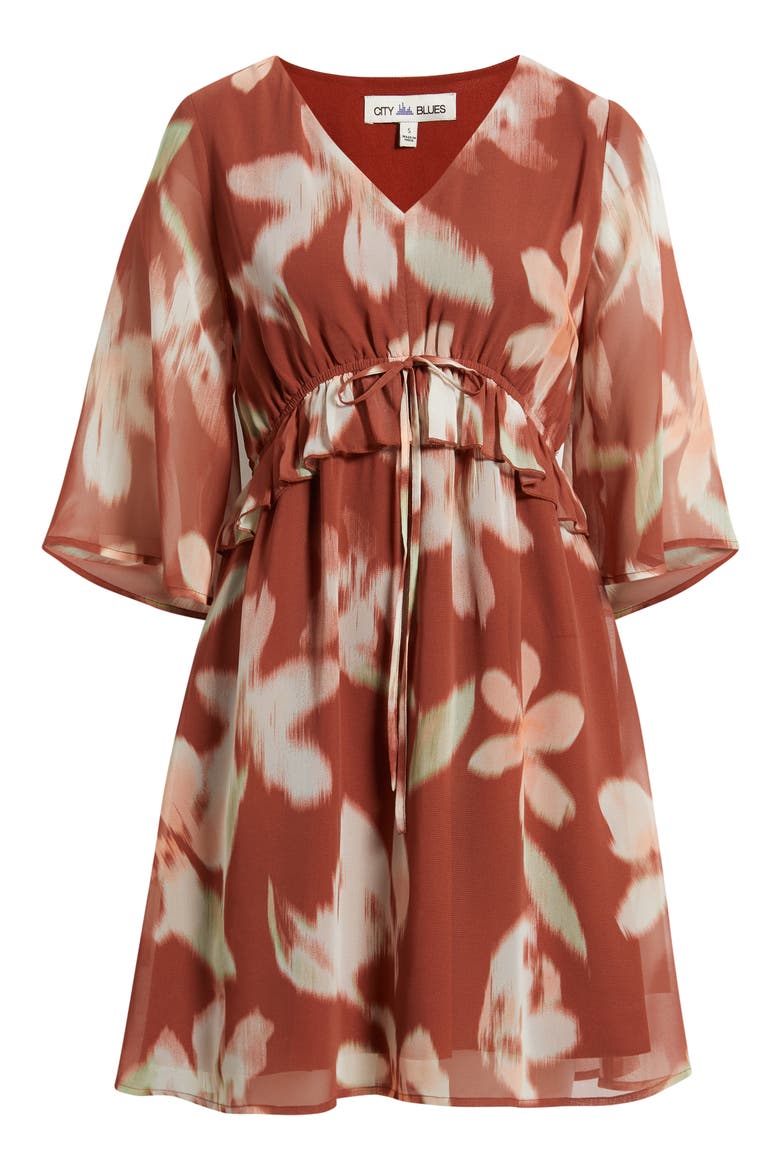 Abstract Floral Print Minidress, Alternate, color, PAPRIKA