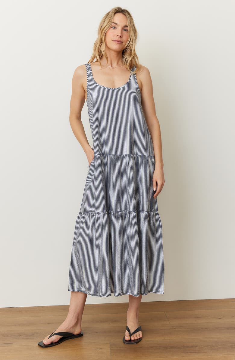 Marine Layer Poppy Stripe Sleeveless Seersucker Maxi Dress, Alternate, color,
