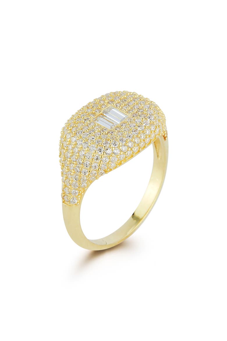 Cubic Zirconia Signet Ring, Main, color, GOLD