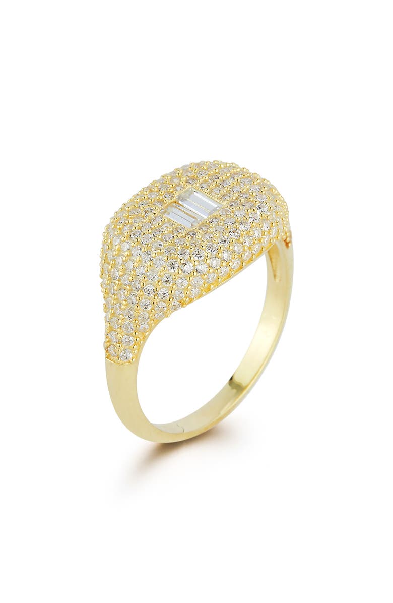 GLAZE JEWELRY Cubic Zirconia Signet Ring, Main, color, Gold