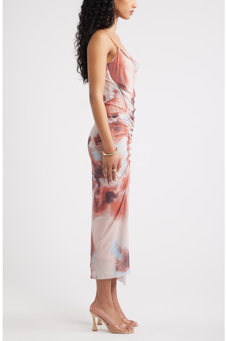 Mesh Maxi Dress, Alternate, color, BROWN BLUE WATERCOLOR