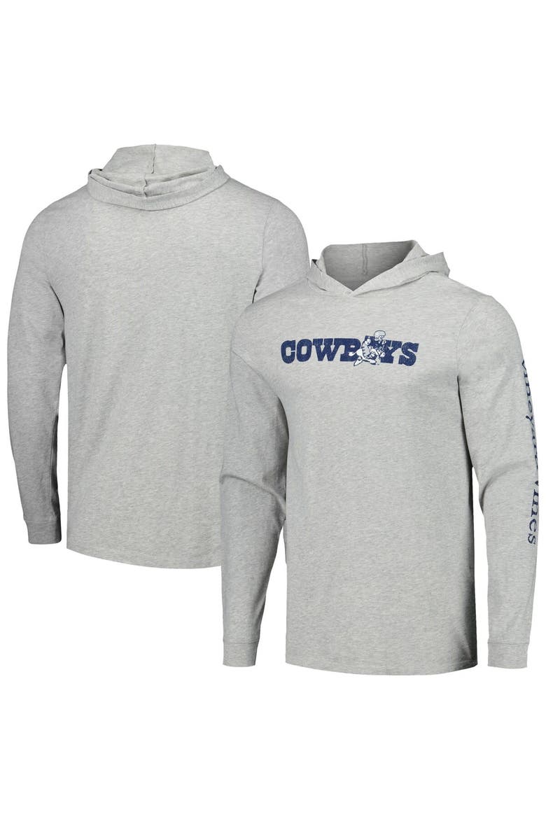 Men's Vineyard Vines  Heather Gray Dallas Cowboys Wordmark Retro Joe Long Sleeve Hoodie T-Shirt, Main, color, Heather Gray