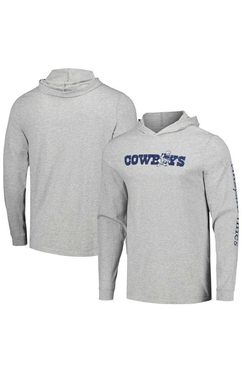 vineyard vines Men's Vineyard Vines  Heather Gray Dallas Cowboys Wordmark Retro Joe Long Sleeve Hoodie T-Shirt, Main, color, 