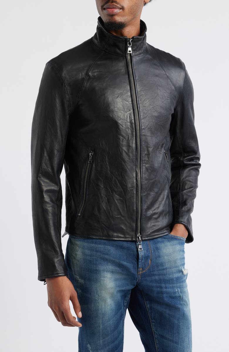 John Varvatos Ansel Crinkled Leather Jacket, Alternate, color, 