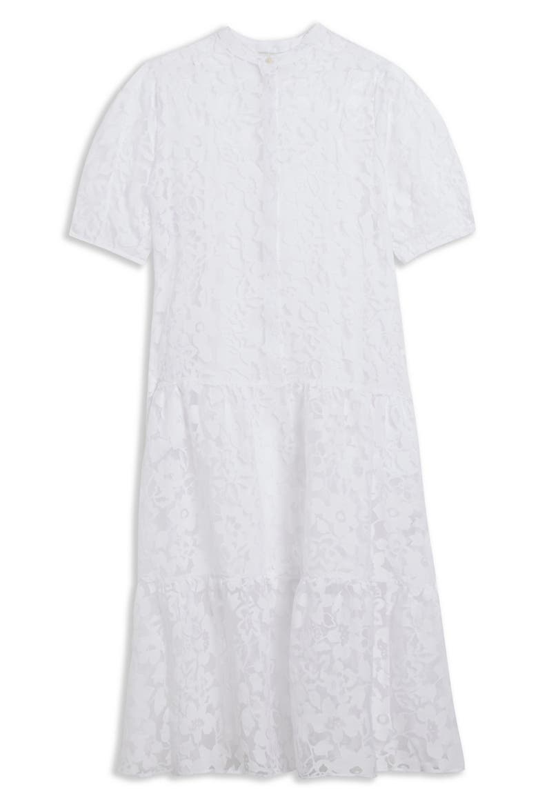 Claarey Floral Motif Midi Dress, Alternate, color, WHITE