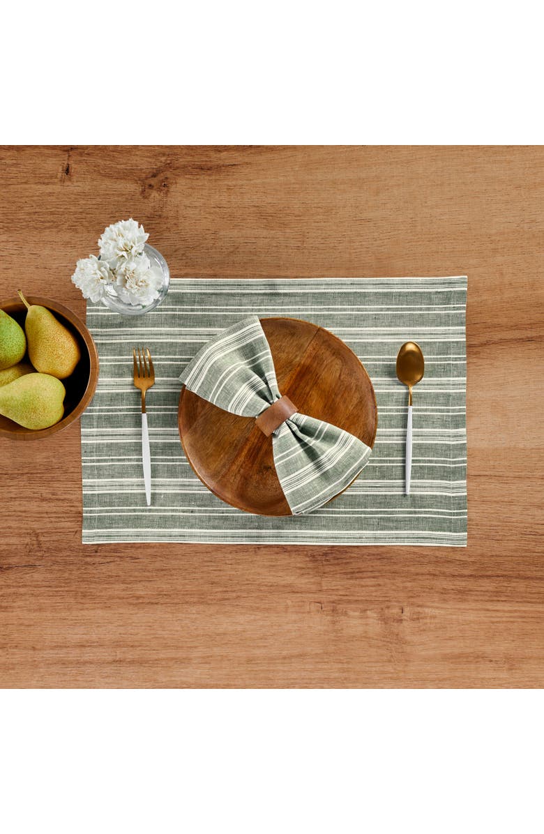 Solino Home Linen Placemats Set of 4, 14 x 19 Inch for Dining Table, Holiday and Everyday Table Decor - Chelsea Stripe, Alternate, color, 