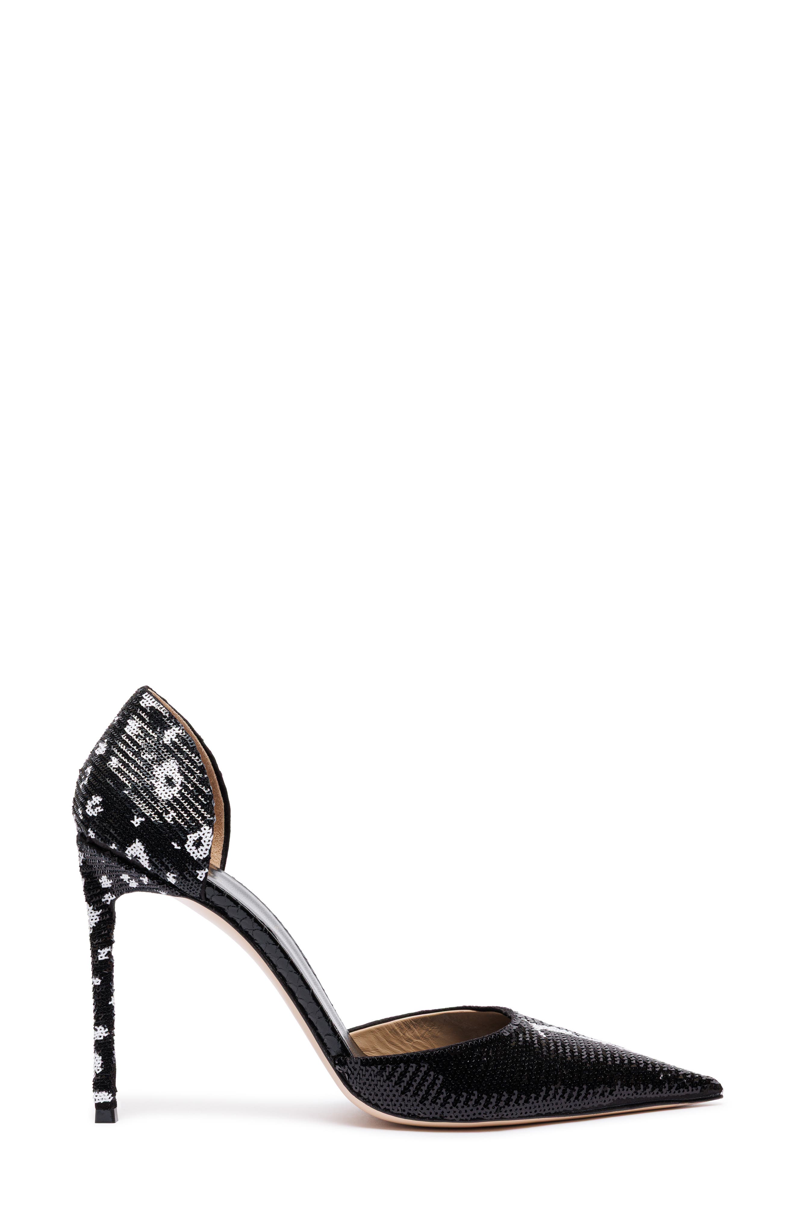 Vertigo D'Orsay Sequin Pump, Alternate, color, BLACK/ WHITE