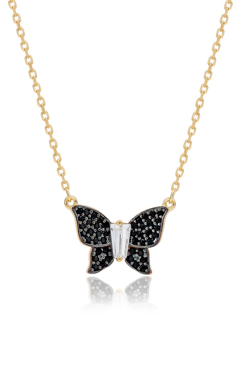 SUZY LEVIAN Cubic Zirconia Butterfly Pavé Pendant Necklace, Main, color, Black