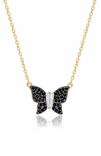 Cubic Zirconia Butterfly Pavé Pendant Necklace