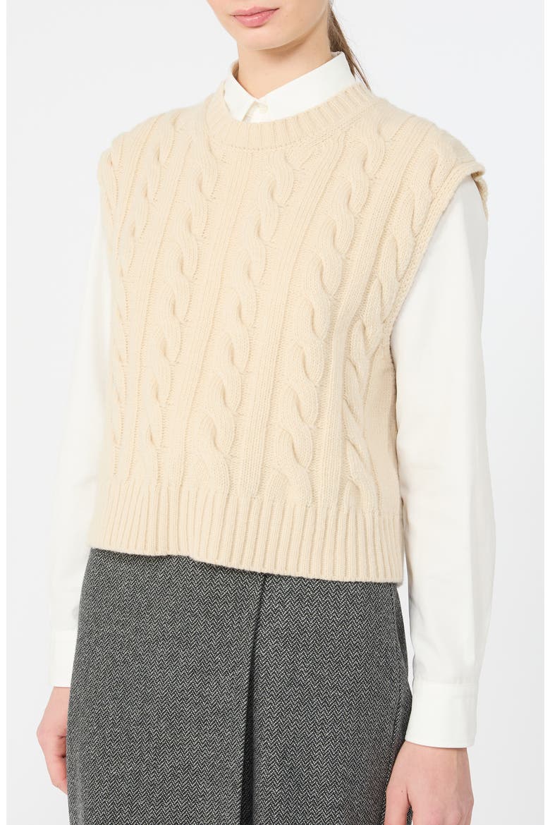 Cable Knit Wool Sweater Vest, Alternate, color, ICE