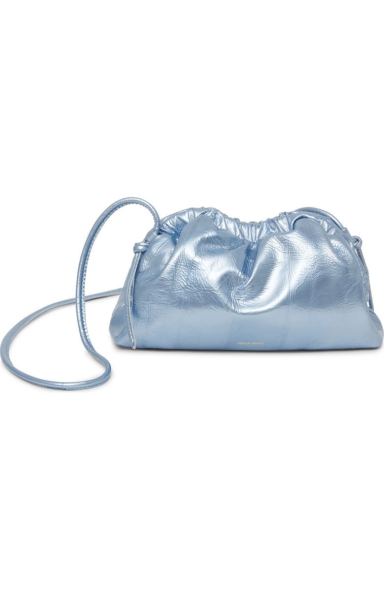 Mansur Gavriel Mini Cloud Crinkled Metallic Patent Leather Clutch, Main, color,