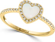 EFFY Diamond Pavé Mother of Pearl Heart Shaped Ring - 0.17ct