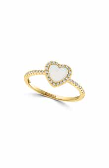 EFFY Diamond Pavé Mother of Pearl Heart Shaped Ring - 0.17ct