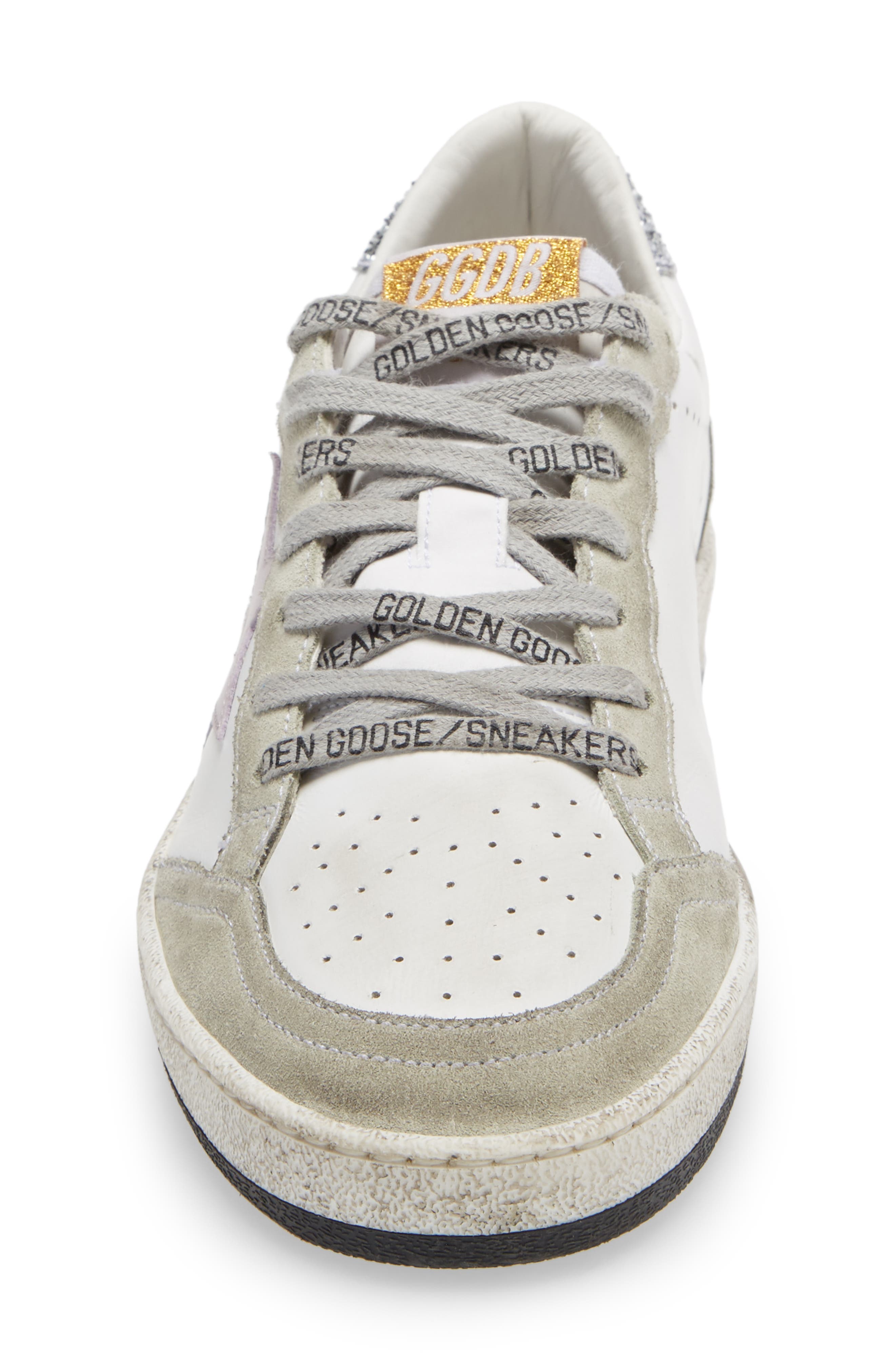 Ball Star Low Top Sneaker, Alternate, color, WHITE/ LILAC/ GREEN/ SILVER