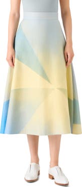 Akris Sunbeam A-Line Cotton Midi Skirt