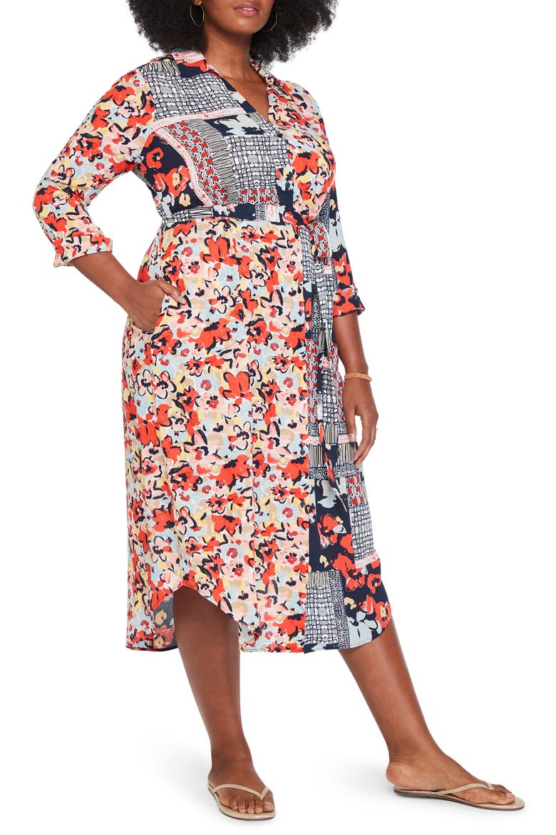 NIC + ZOE Mixed-Up Blooms Midi Dress, Alternate, color, RED MULTI