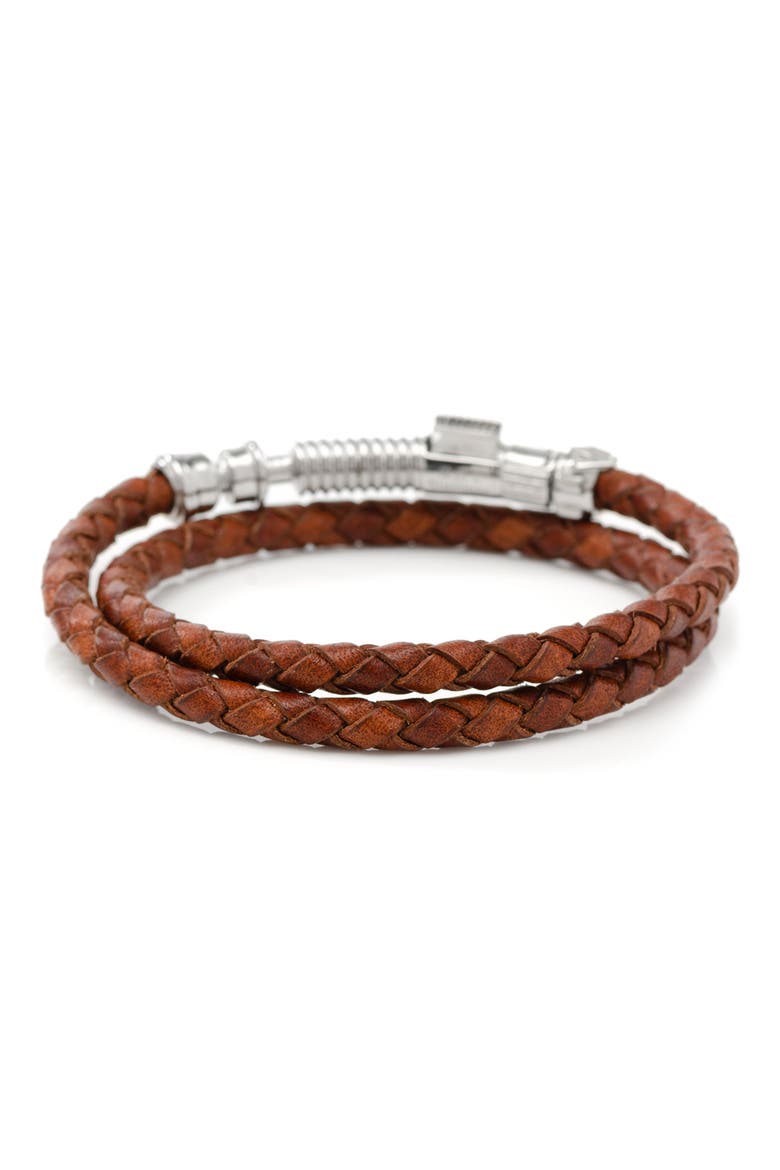Star Wars™ Obi Wan Kenobi Braided Leather Lightsaber Bracelet, Alternate, color, BROWN