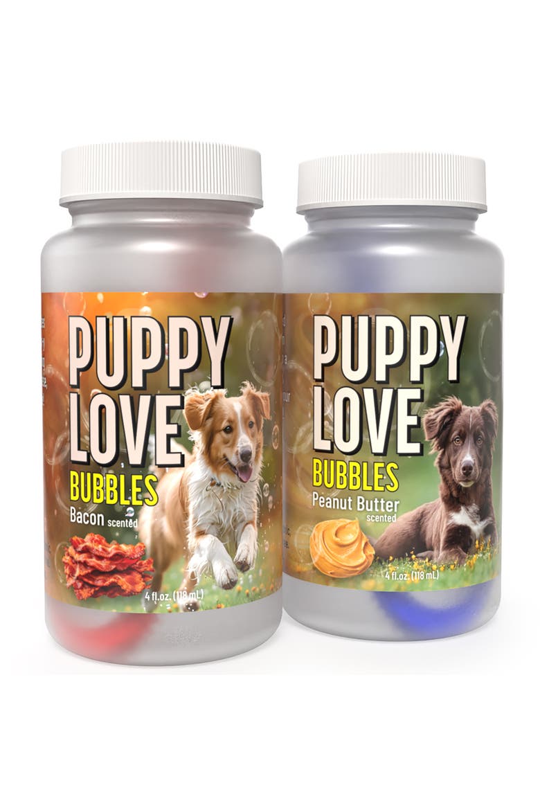 Puppy Love Bubbles Bacon & Peanut Butter Scented 4oz Bottles, 2 Pack, Main, color, Multicolored