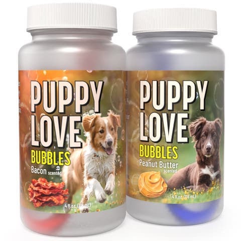 Puppy Love Bubbles Bacon & Peanut Butter Scented 4oz Bottles, 2 Pack