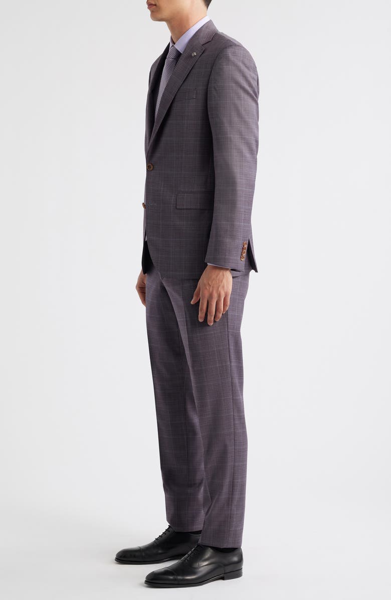 Jack Victor Esprit Regular Fit Burgundy Plaid Super 120s Wool Suit, Alternate, color, Burgundy